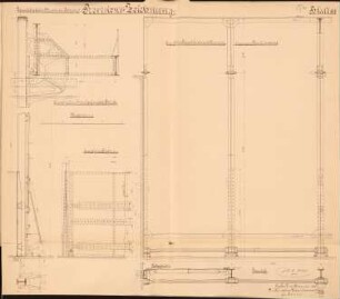 Grundablass der Mulde, Bitterfeld: Griesständer und Schütz: Ansichten, Grundriss, Schnitt 1:10