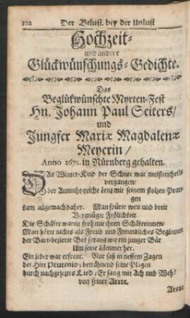 Hochzeit- und andere Glückwünschungs-Gedichte.