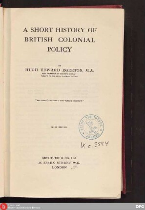 A short history of British Colonial policy