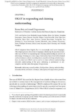 OKAY in responding and claiming understanding