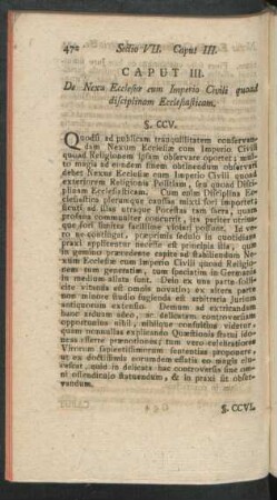 Caput III. De Nexu Ecclesiae cum Imperio Civili quoad disciplinam Ecclesiasticam