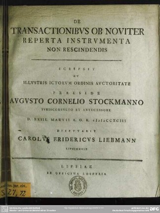 De Transactionibus Ob Noviter Reperta Instrumenta Non Rescindendis