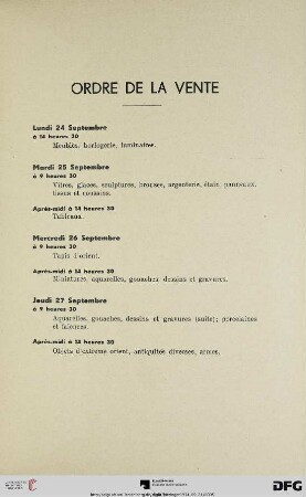 Ordre de la vente