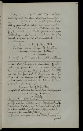 Nach Ausscheiden der Bibliotheksakzessisten Heins und Brüel: Ernennung der Privatdozenten Schwanert und Wiese zu Bibliotheksakzessisten, Verlängerung der Stellung des Bibliotheksakzessisten Müller.