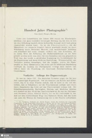 Hundert Jahre Photographie