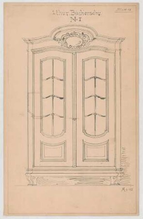Thiersch, Friedrich von; München; Justizpalast - Bücherschrank (Ansicht, Schnitt)