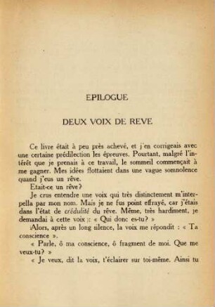 Epilogue Deux voix de reve