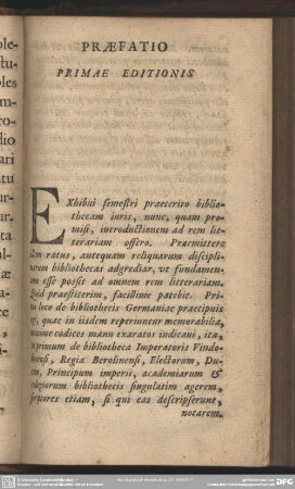 Praefatio Primae Editionis