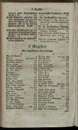 II Register aller angeführten Schriftsteller.