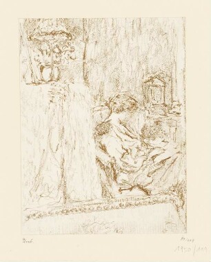 Interieur mit lesender Frau