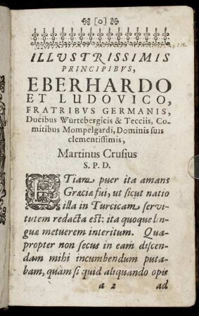 Illustrissimis Principibus Eberhardo Et Luduvico [...]