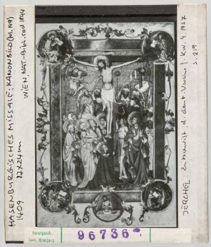 Wien, Nationalbibliothek: Cod. 1844, fol. 149, Hasenburgisches Missale, Kanonbild, 1409