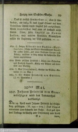 10ter Mai. 1547. Johann Friedrich dem Grosmüthigen wird das Todesurtheil verkündigt