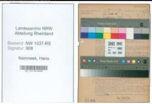 Entnazifizierung Hans Namneek , geb. 00.00.0000 (Studienrat)