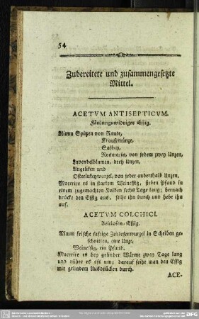 Zubereitete und zusammengesetzte Mittel
