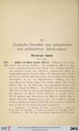 VI. Deutsche Gemälde des siebzehnten und achtzehnten Jahrhunderts (Nr.344-354)