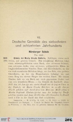 VI. Deutsche Gemälde des siebzehnten und achtzehnten Jahrhunderts (Nr.344-354)