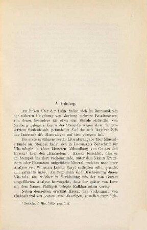 Beiträge zur Kenntniss der am Stempel bei Marburg vorkommenden Mineralien: Analum, Natrolith und Phillipsit