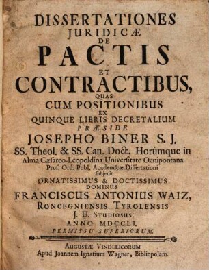 Dissertationes Juridicae De Pactis Et Contractibus
