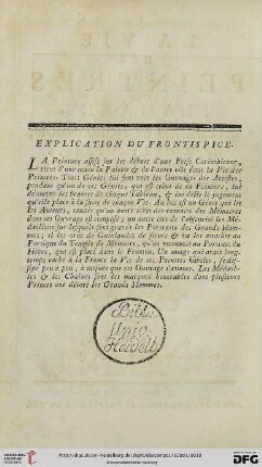 Explication du frontispice