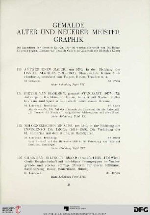 Gemälde Alter und Neuerer Meister, Graphik (Nr. 153-185)