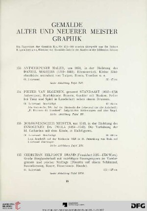 Gemälde Alter und Neuerer Meister, Graphik (Nr. 153-185)