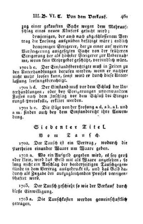 Siebenter Titel. Vom Tausch.