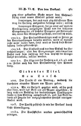 Siebenter Titel. Vom Tausch.