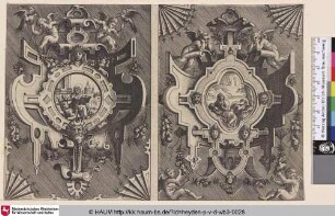 [Zwei Kartuschen mit den Evangelisten Lukas und Johannes]