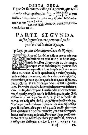 Cap. primo delas diferencias de Raizes.