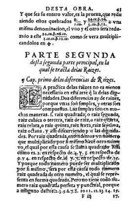 Cap. primo delas diferencias de Raizes.