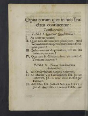 Capita eorum quae in hoc Tractatu continentur