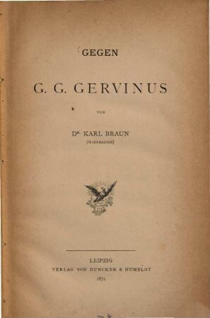 Gegen G. G. Gervinus