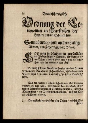 Ordnung der Ceremonien in Pfarkirchen der Stedte/ und da Schulen sein.