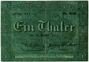 Geldschein, Taler, 1855