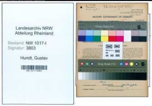 Entnazifizierung Gustav Hundt , geb. 20.08.1872 (Schneidermeister)