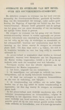 Overgave en overname van het bevel over een gouvernements-stoomschip