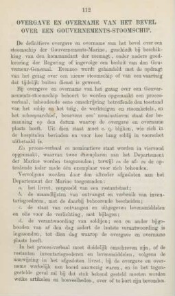 Overgave en overname van het bevel over een gouvernements-stoomschip