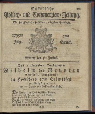 23tes Stueck, Montag den 3ten Junius 1799