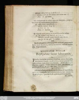 Medicatio Puellae Erysipelate faciei laborantis.