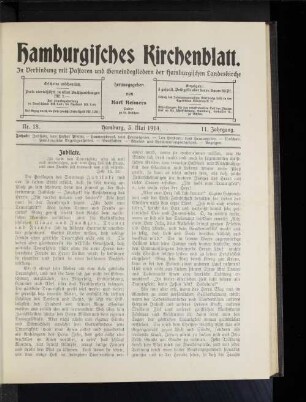 Nr. 18. Hamburg, 3, Mai 1914. 11. Jahrgang.