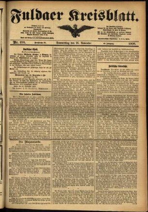 Ausgabe vom Donnerstag, den 26. November 1908.
