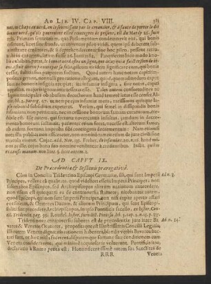 Ad Caput IX. De Praecedentiae [et] Seßionis praerogativa