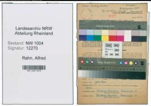 Entnazifizierung Alfred Rahn , geb. 03.08.1898 (Postschaffner)