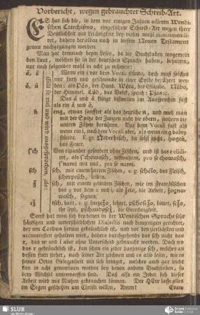 Vorbericht, wegen gebrauchter Schreib-Art