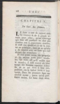 Chapitre V. Du luxe des femmes