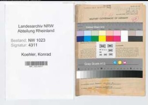 Entnazifizierung Konrad Koehler , geb. 21.06.1895 (Angestellter)
