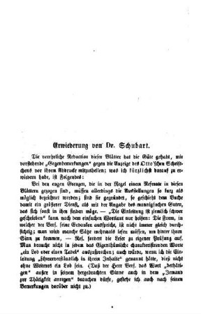 Erwiederung von Dr. Schubart