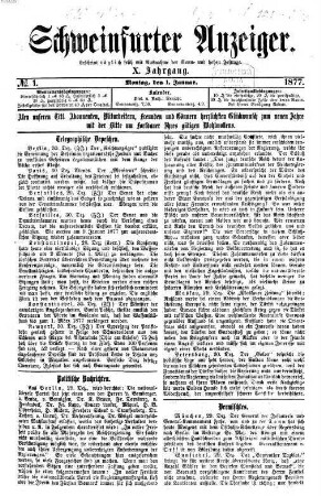 Schweinfurter Anzeiger. 1877 = Jg. 10, 1 - 6