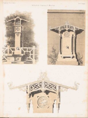 Öffentliche Brunnen, München: Ansichten (aus: Architektonisches Skizzenbuch, H. 10, 1853)